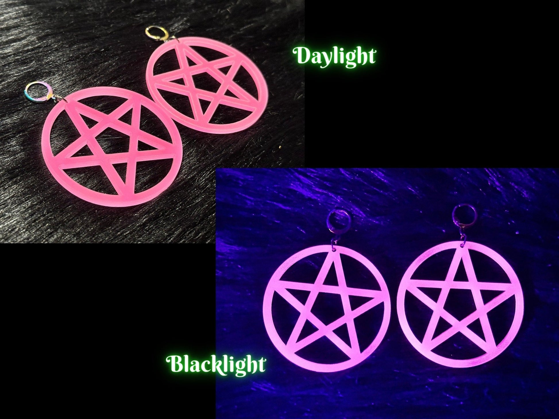 Glowing Pentagram Earrings - Everyday Size - Painted Raina