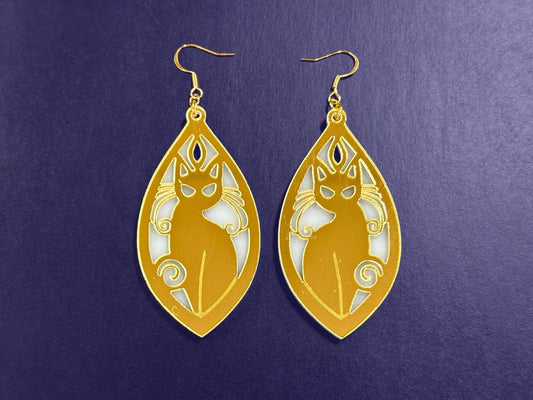 Golden Cat | Gold & White - Painted Raina