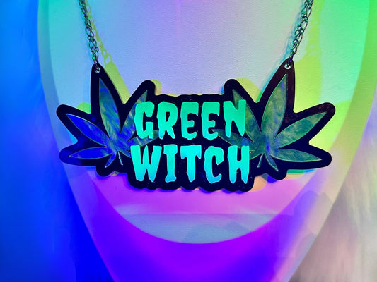 Green Witch Necklace - Painted Raina