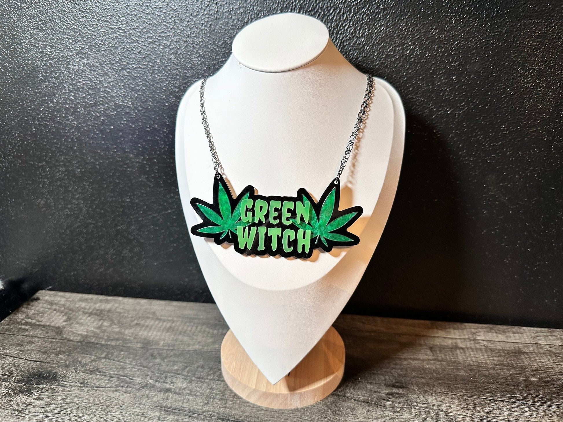 Green Witch Necklace - Painted Raina