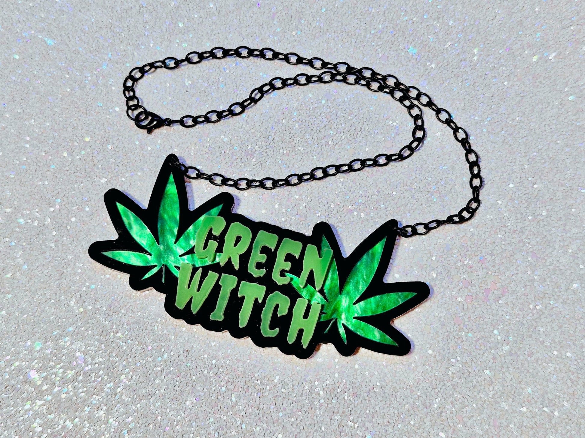 Green Witch Necklace - Painted Raina