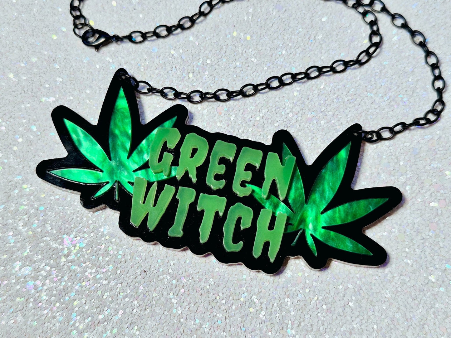 Green Witch Necklace - Painted Raina