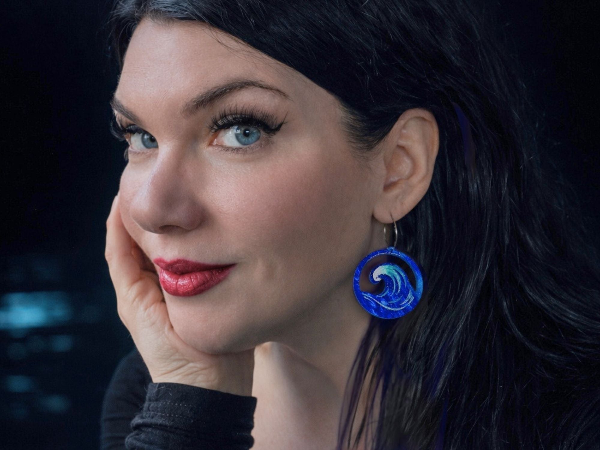 Hand-Painted Ocean Wave Earrings