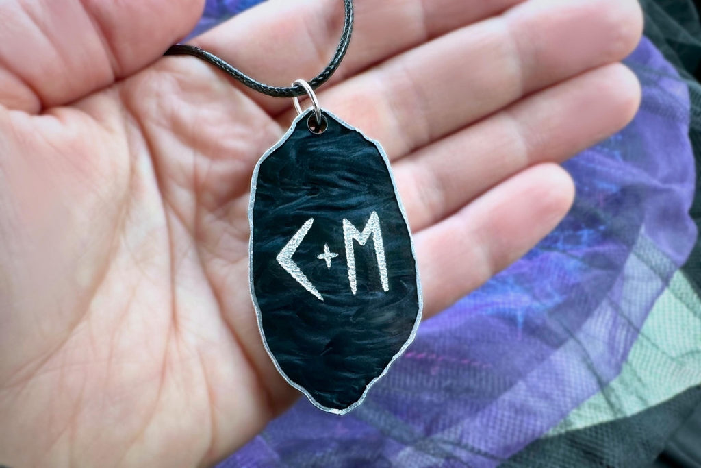 Happy Marriage Viking Rune Necklace - Customizable with Couple's Initials and Colors - Painted Raina