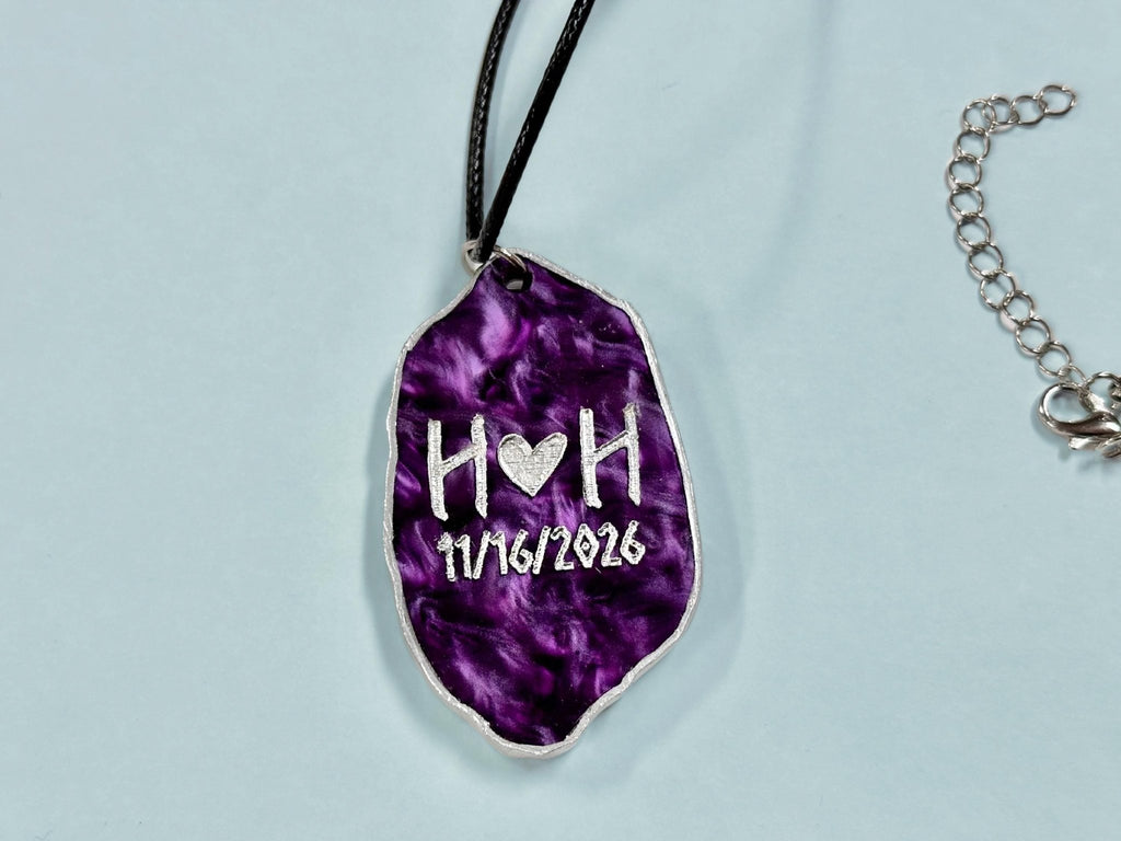 Happy Marriage Viking Rune Necklace - Customizable with Couple's Initials and Colors - Painted Raina