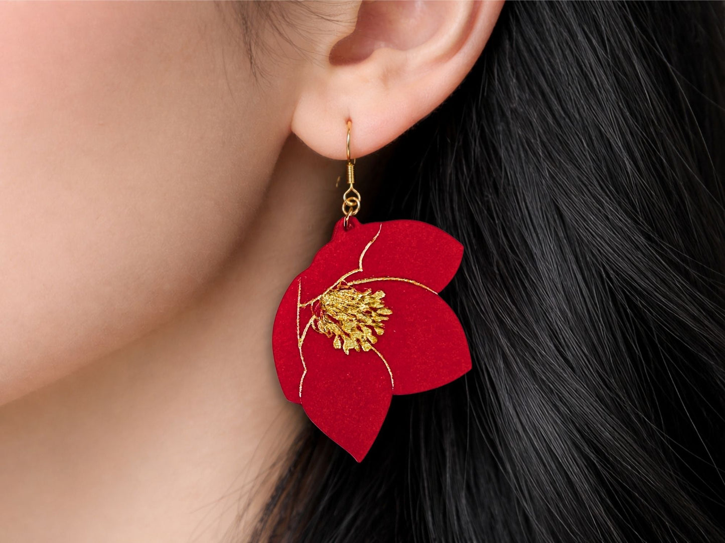 Hellebore Flower Earrings - Painted Raina