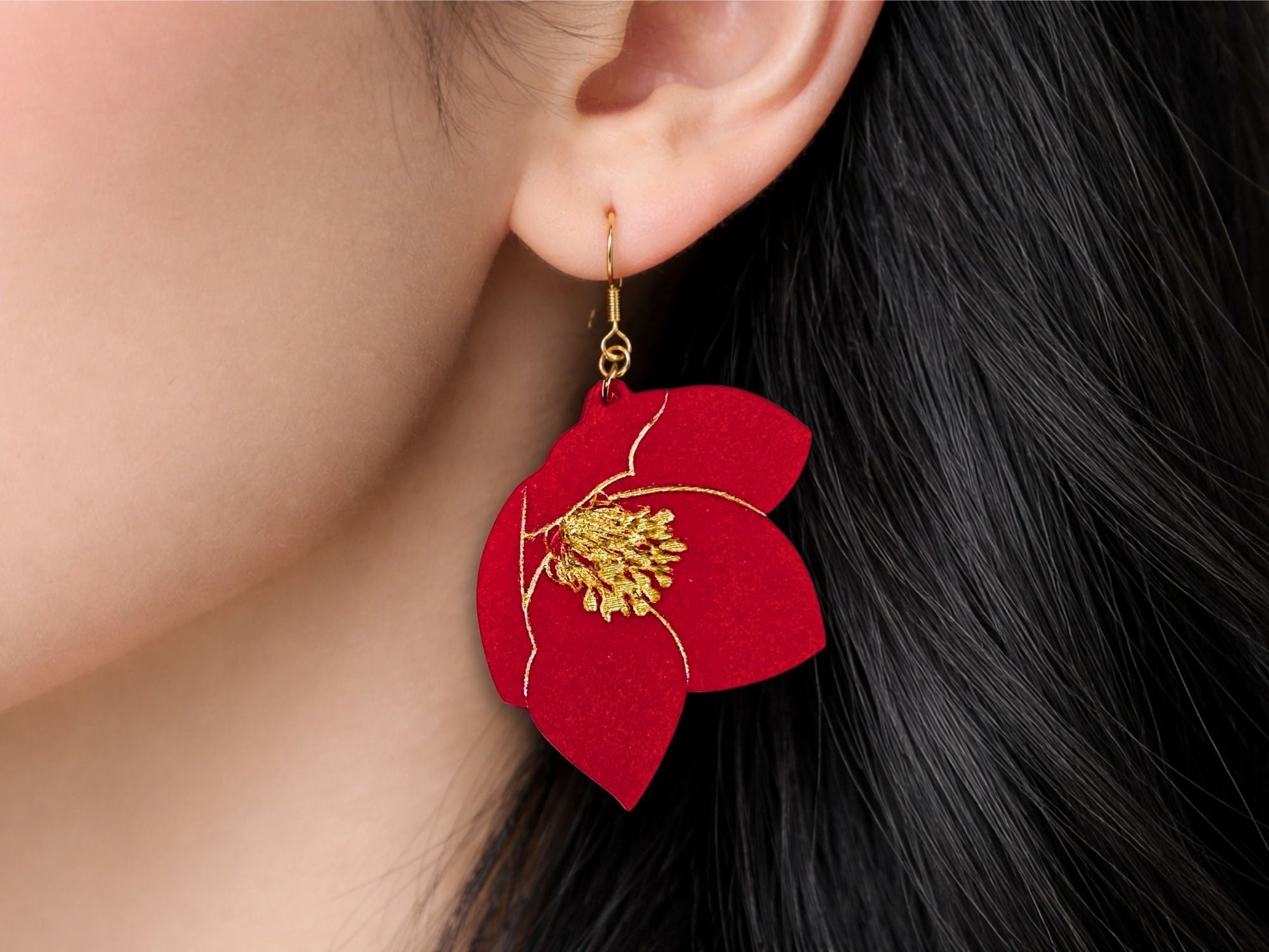 Hellebore Flower Earrings - Painted Raina