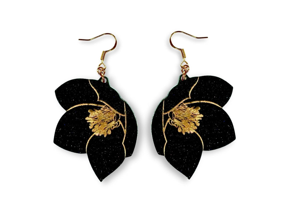 Hellebore Flower Earrings - Painted Raina