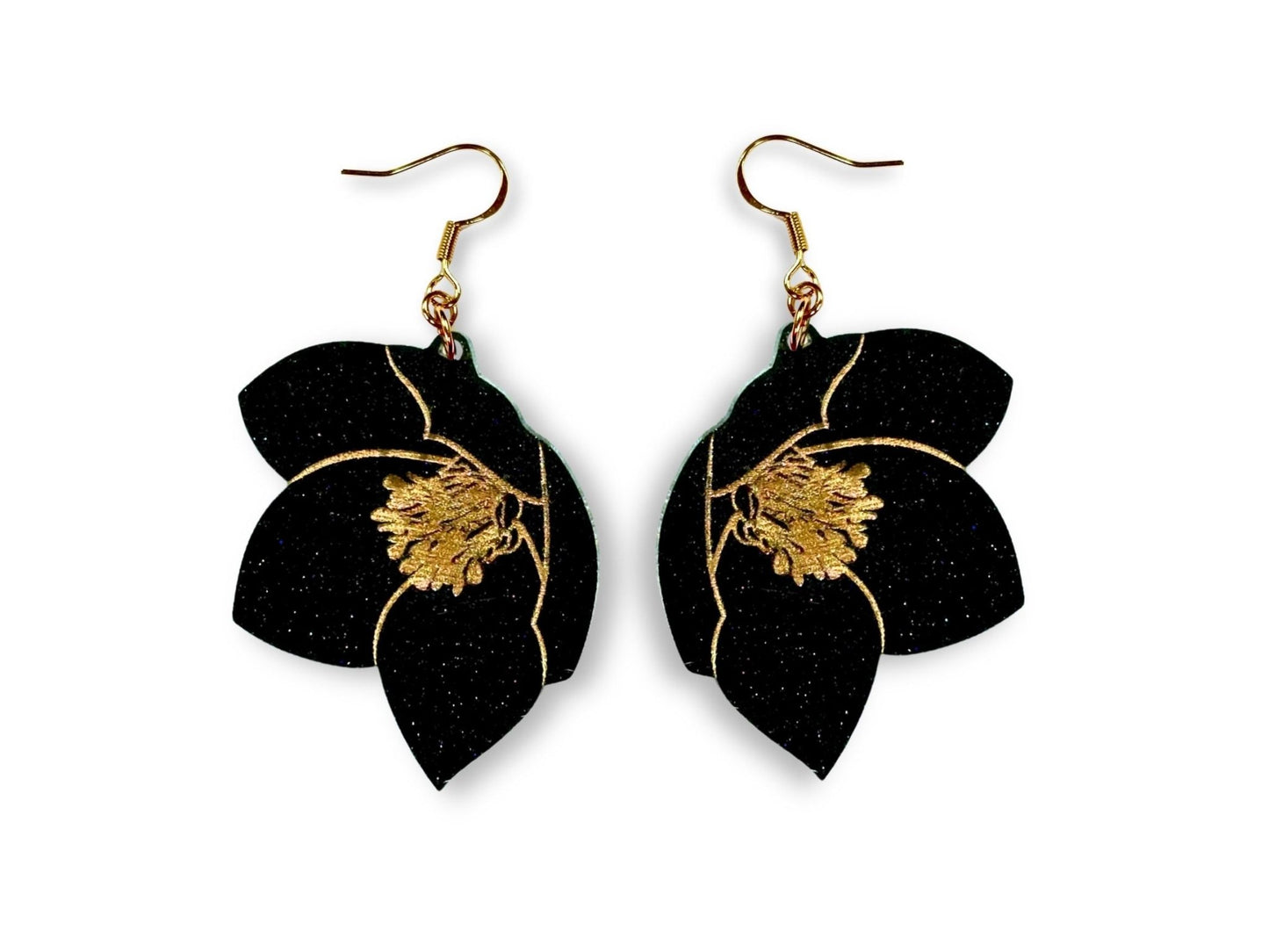 Hellebore Flower Earrings - Painted Raina