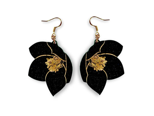 Hellebore Flower Earrings - Painted Raina