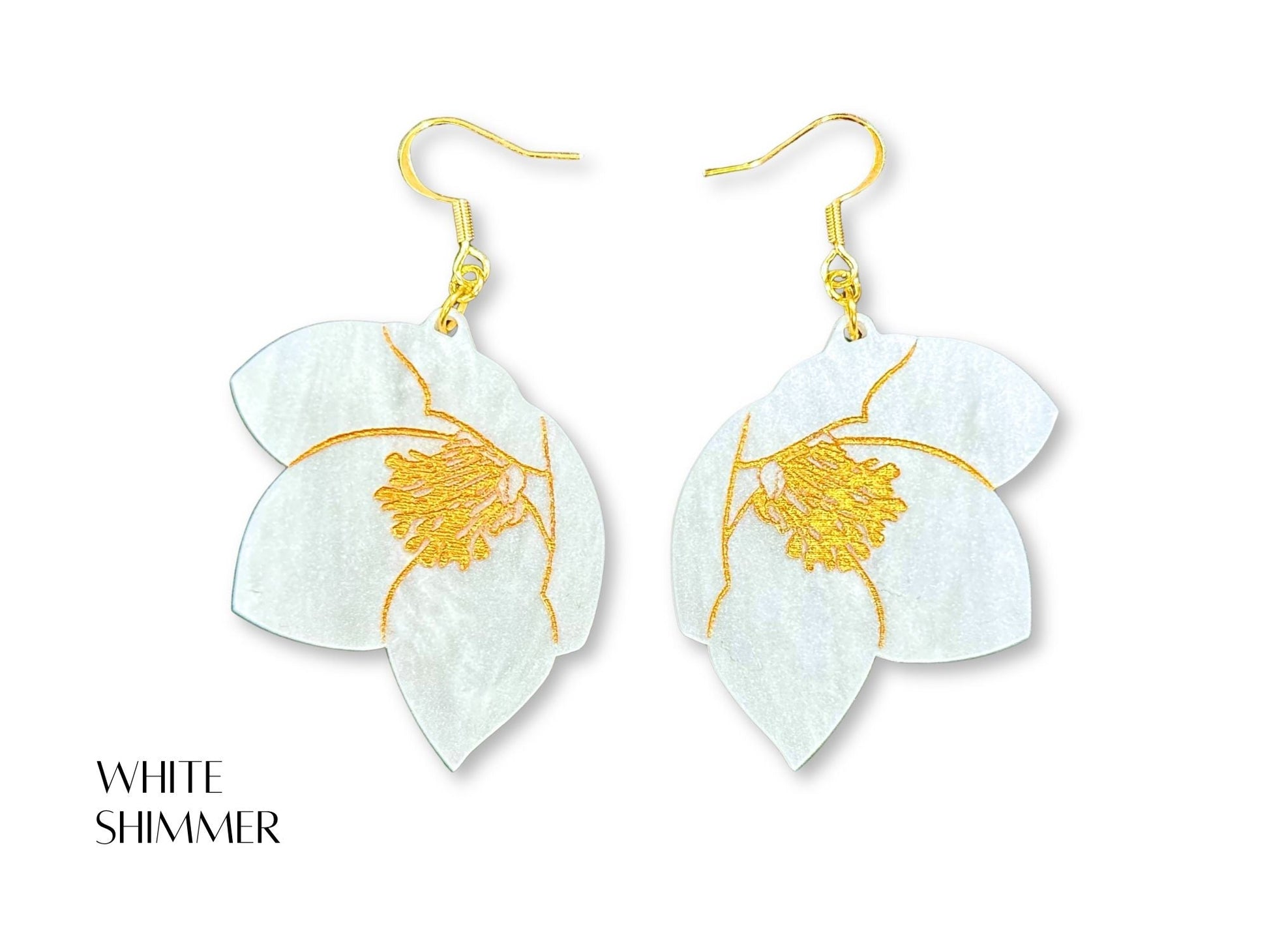 Hellebore Flower Earrings - Painted Raina