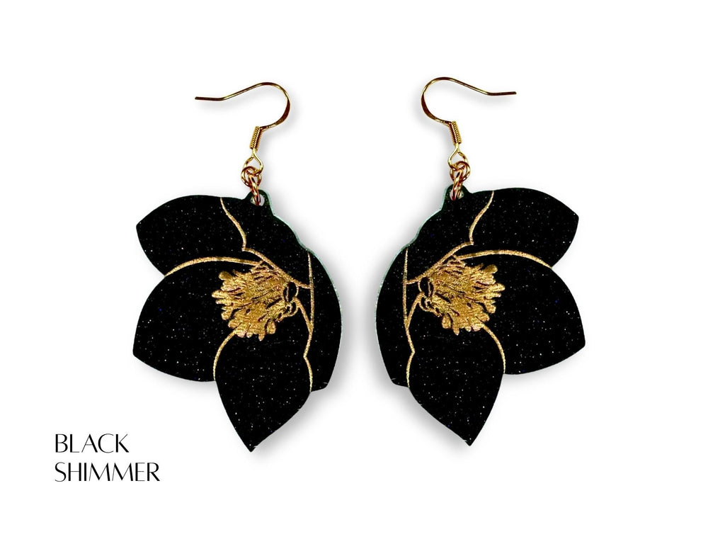 Hellebore Flower Earrings - Painted Raina