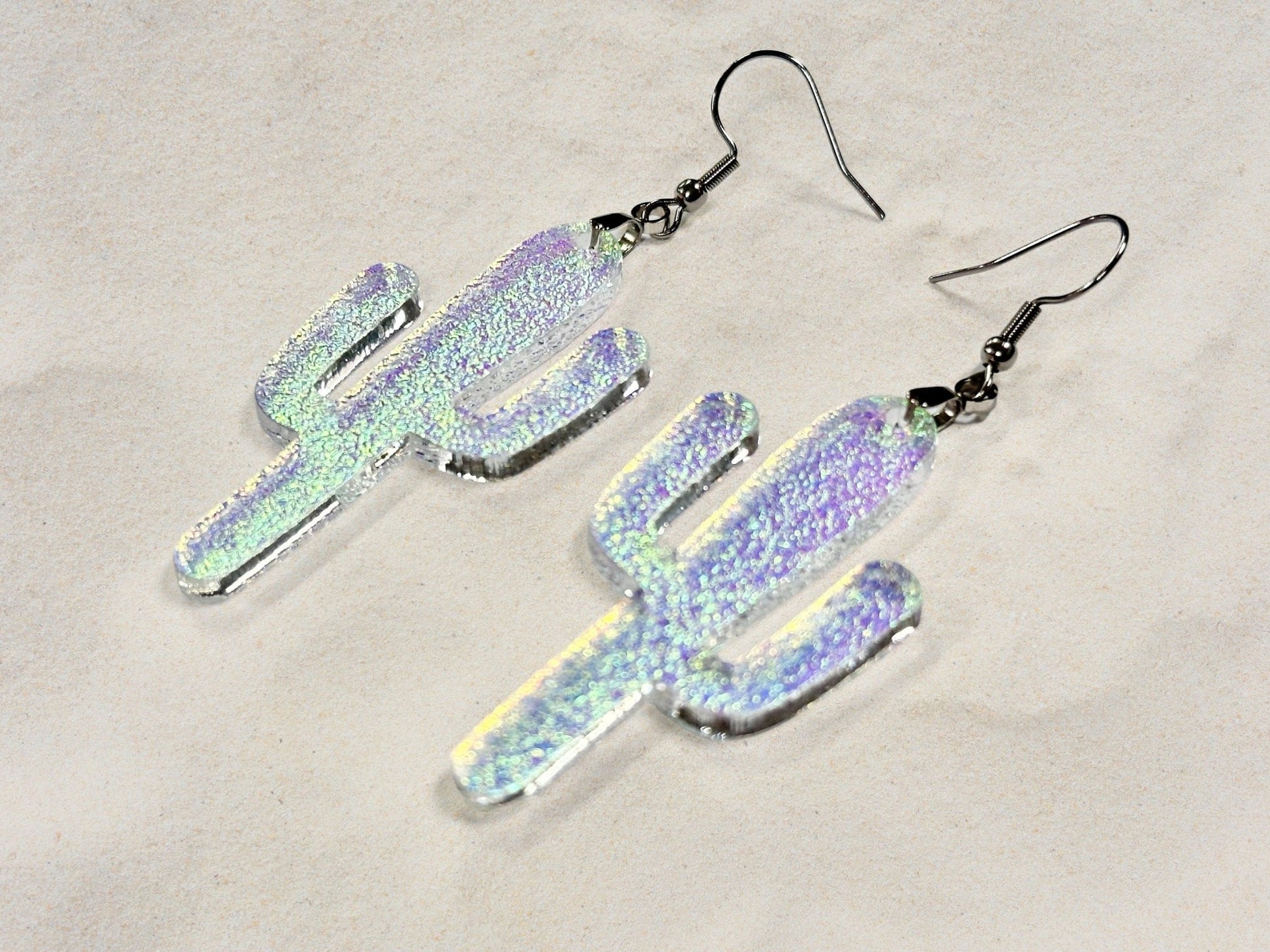 Iridescent Cactus Earrings - Painted Raina