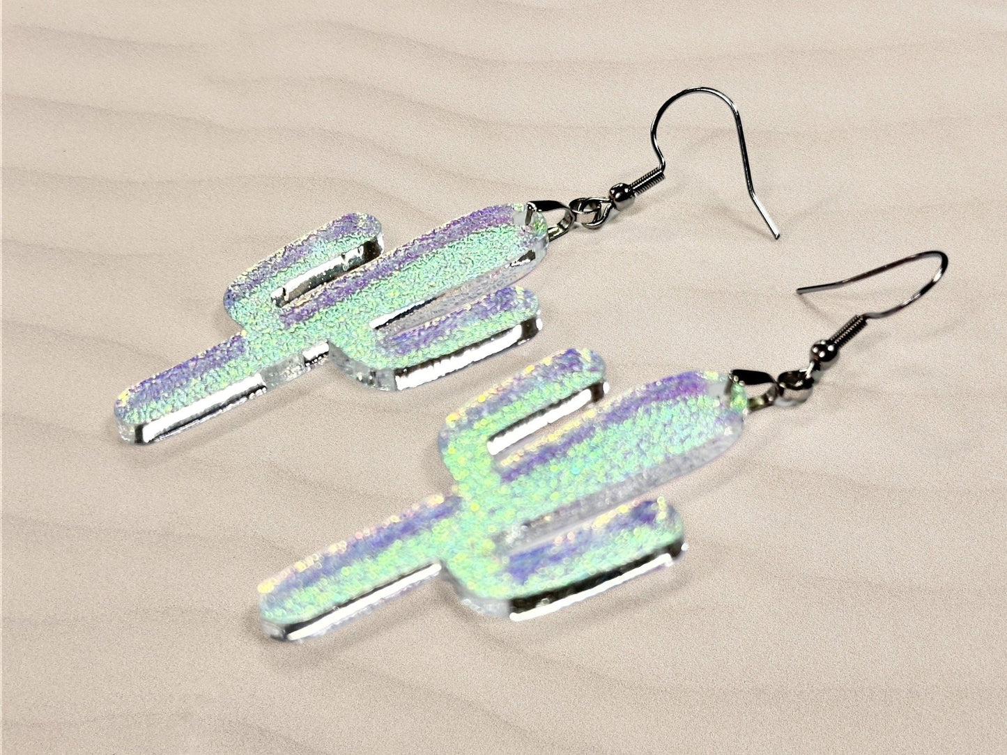 Iridescent Cactus Earrings - Painted Raina