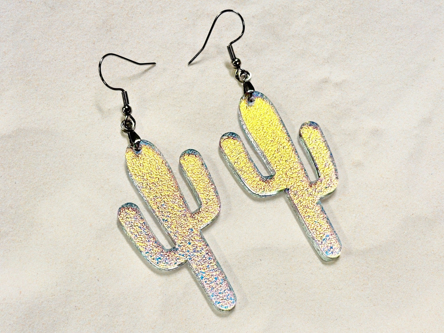 Iridescent Cactus Earrings - Painted Raina