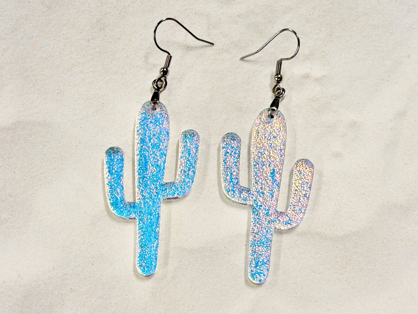 Iridescent Cactus Earrings - Painted Raina