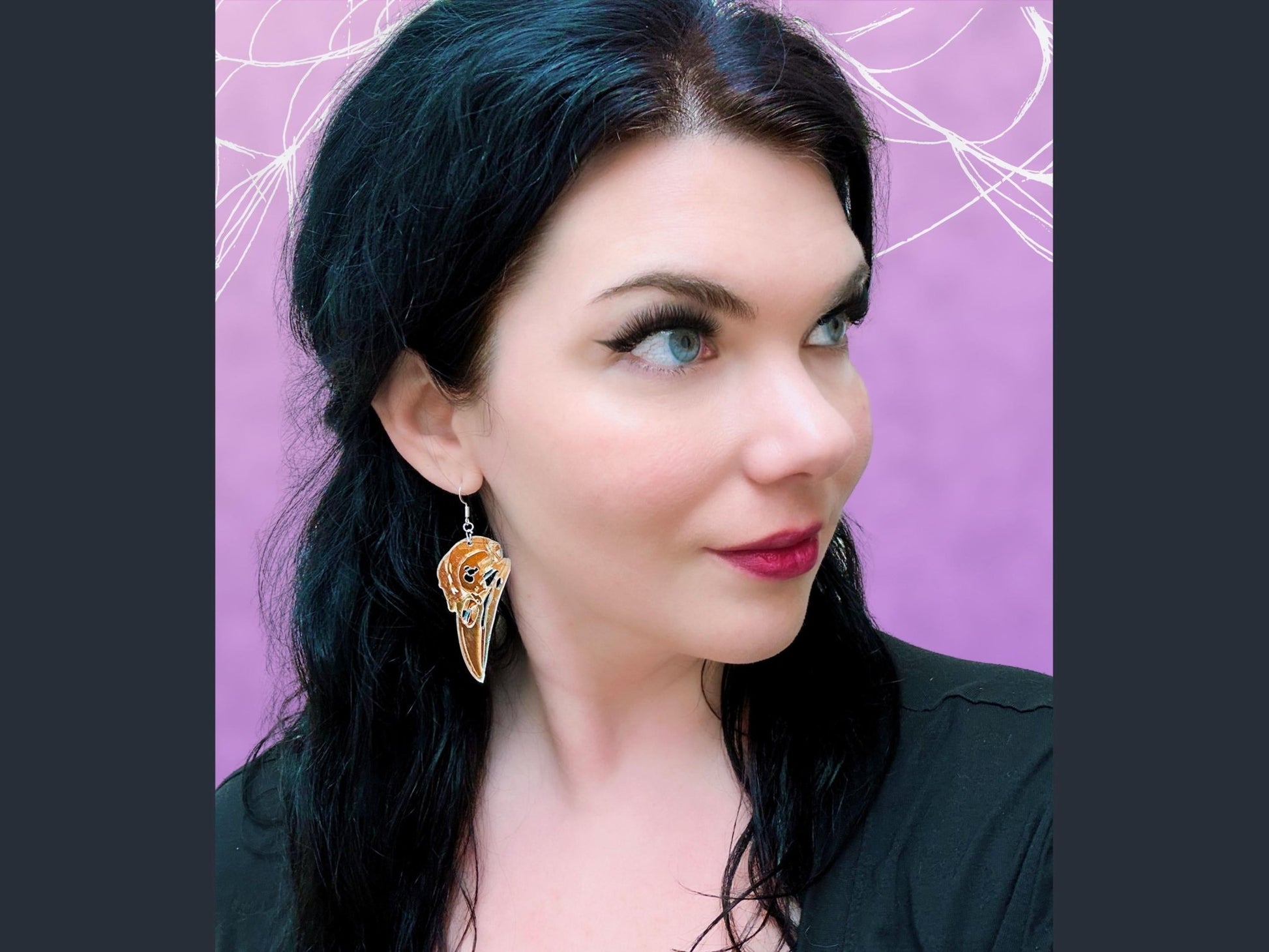 Iridescent Crow Skull Earrings - Painted Raina