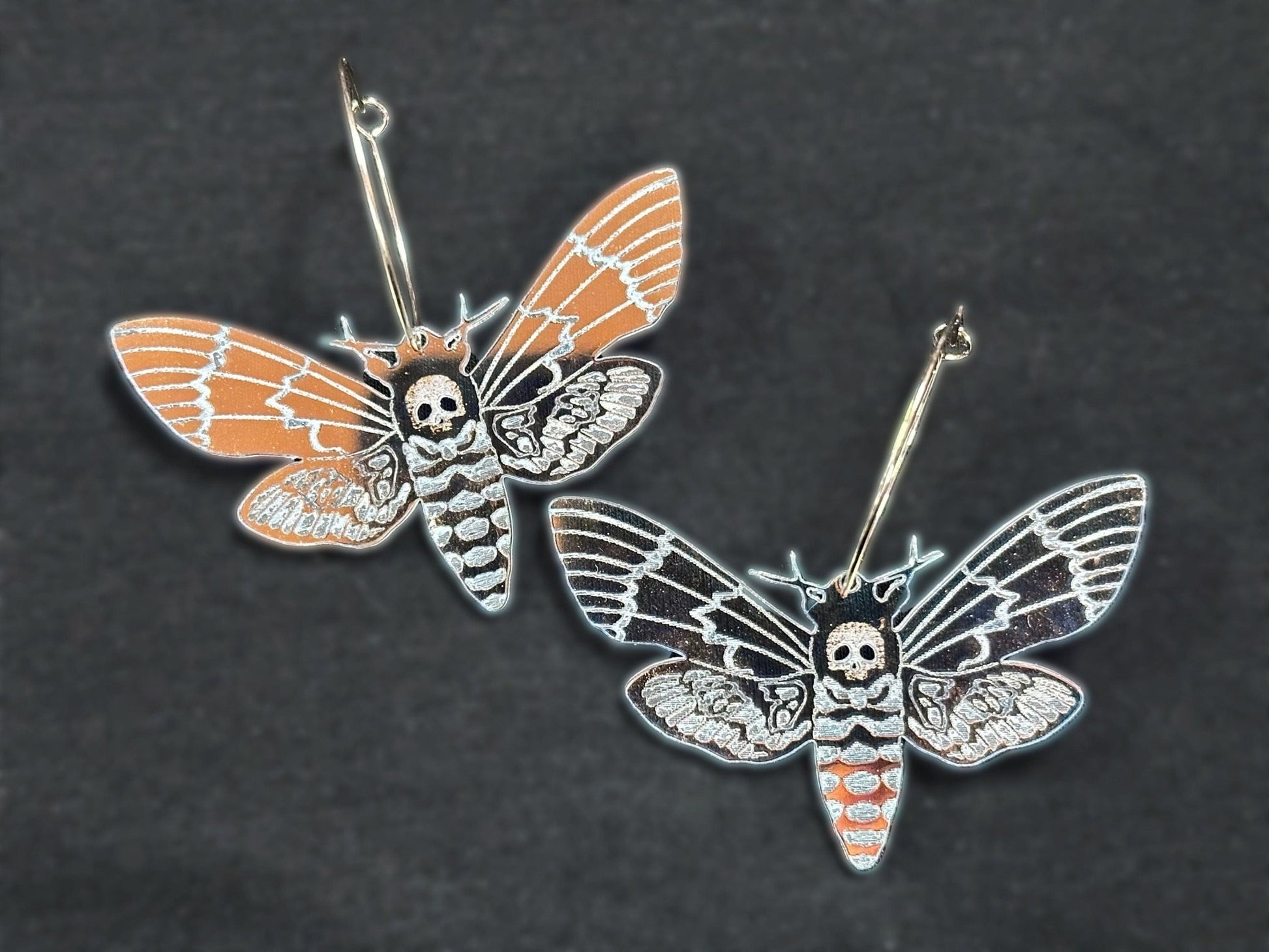 Iridescent Deaths Head Moth Earrings - Painted Raina