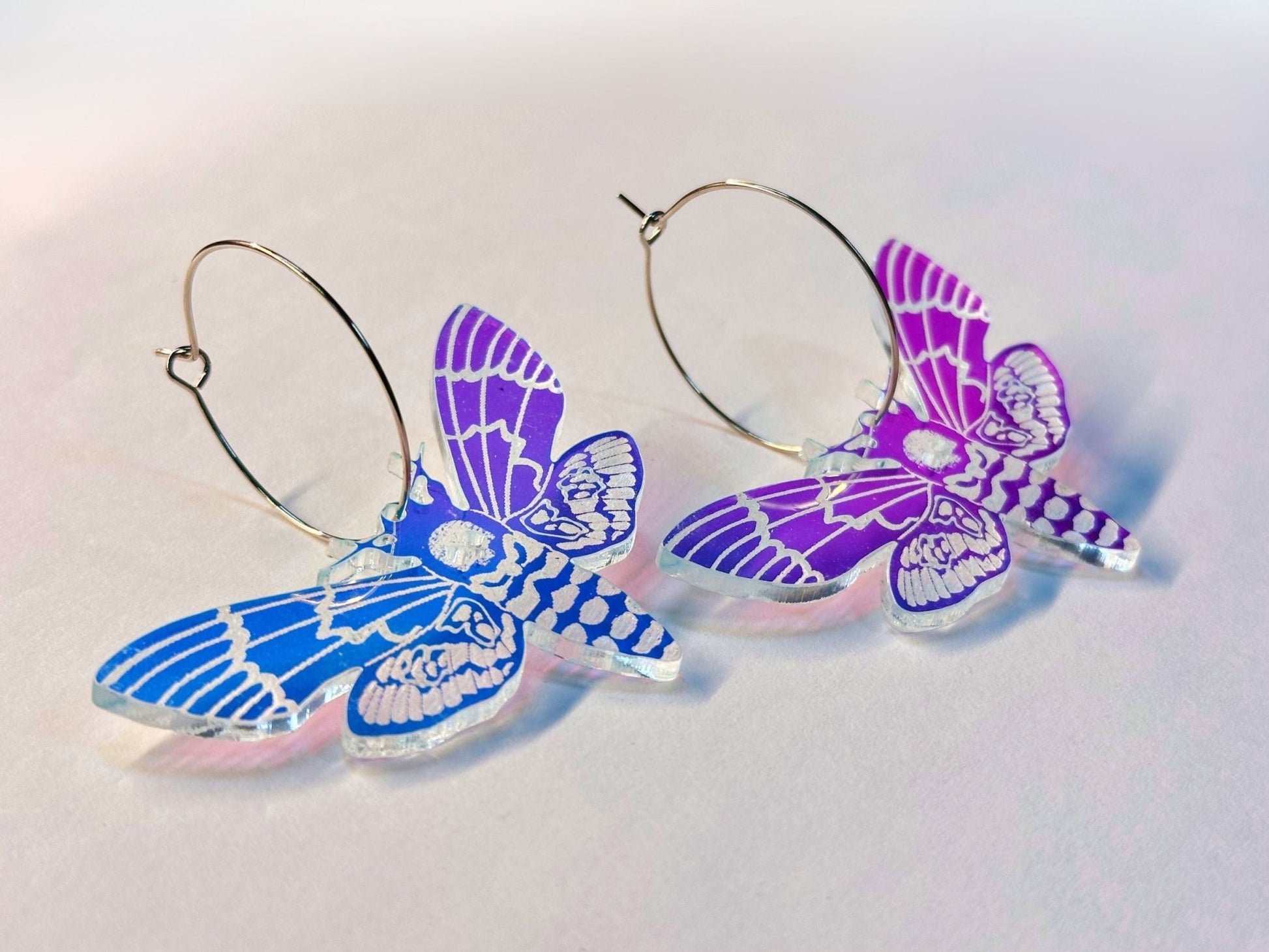 Iridescent Deaths Head Moth Earrings - Painted Raina