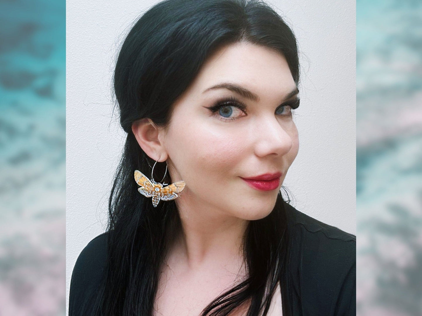 Iridescent Deaths Head Moth Earrings - Painted Raina