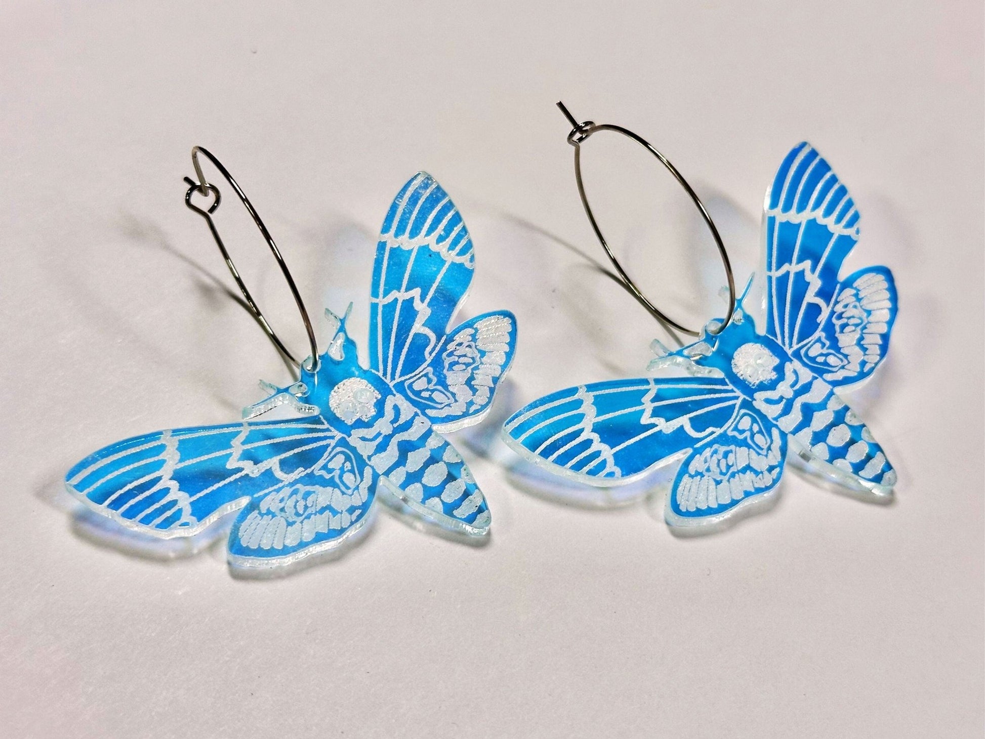 Iridescent Deaths Head Moth Earrings - Painted Raina