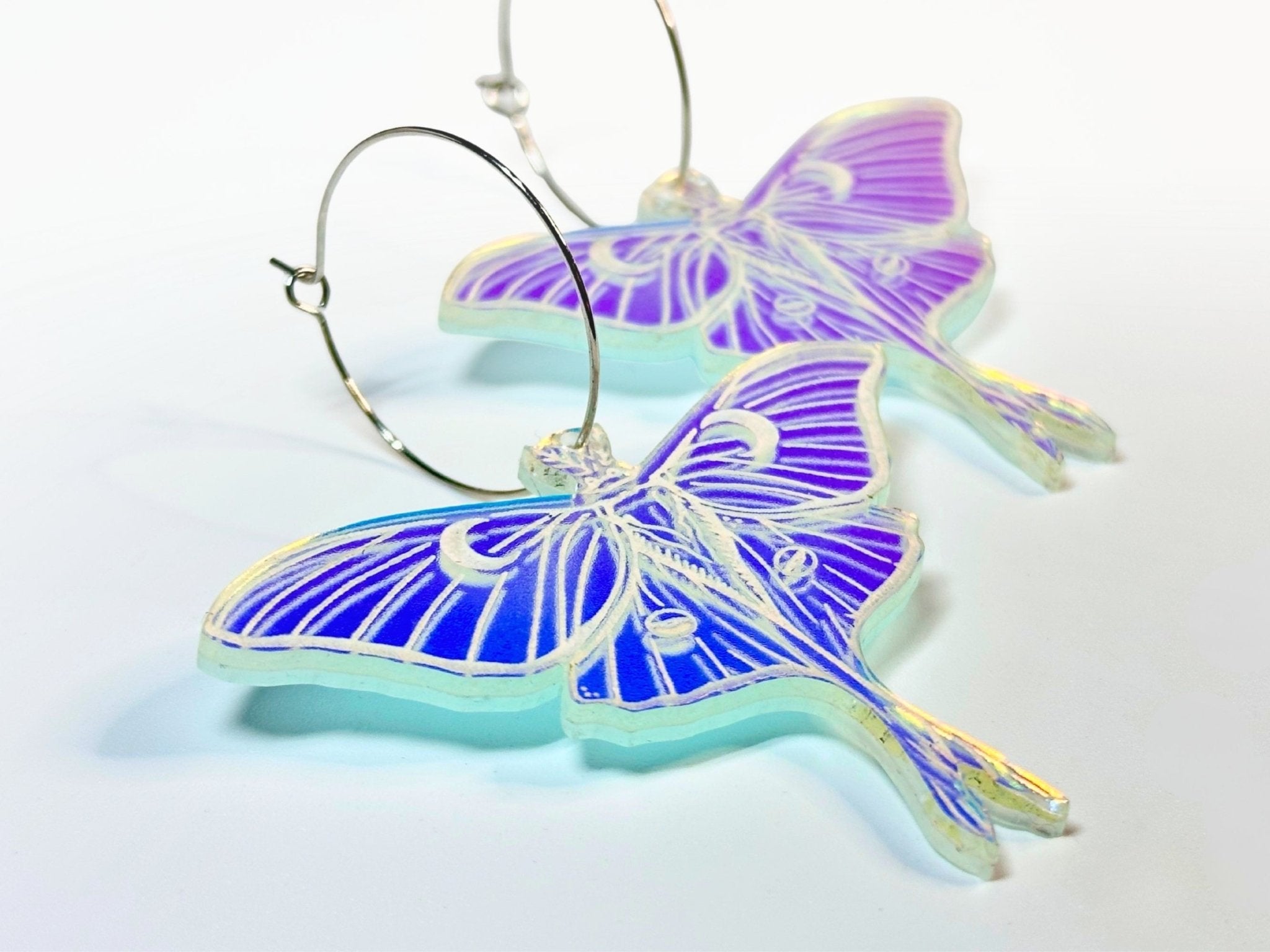 Iridescent Luna Moth Earrings