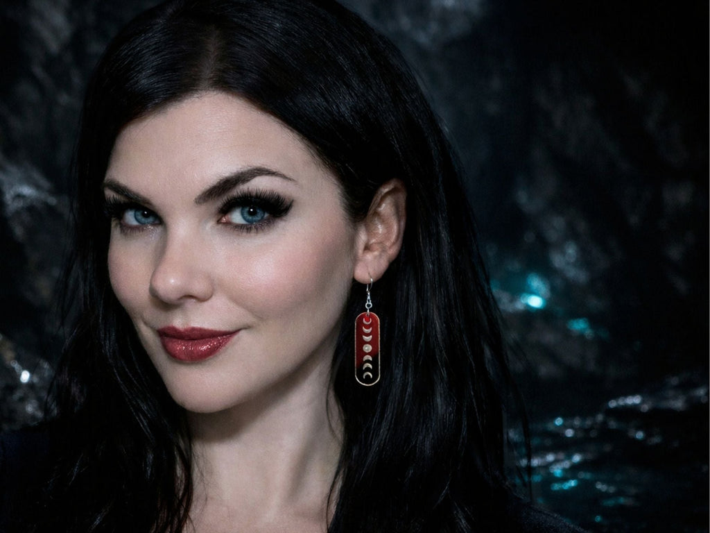 Iridescent Moon Phase Earrings - Painted Raina