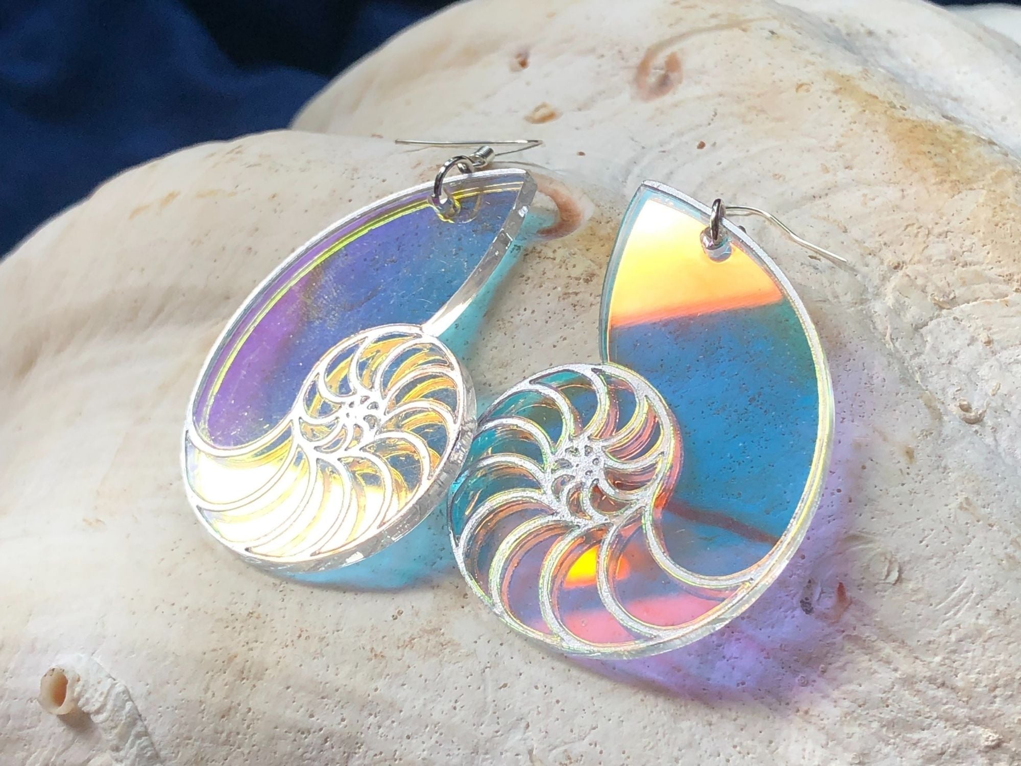 Iridescent Nautilus Shell Earrings