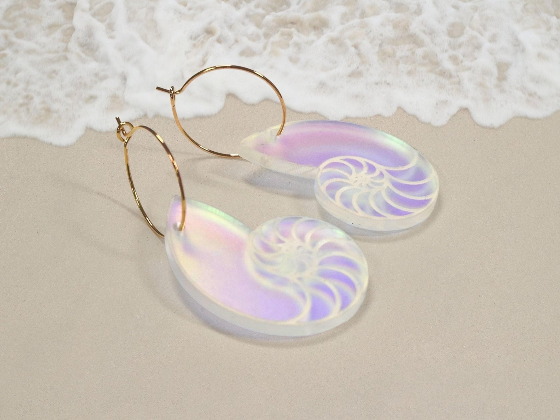 Iridescent Nautilus Shell Earrings | Everyday Size - Painted Raina