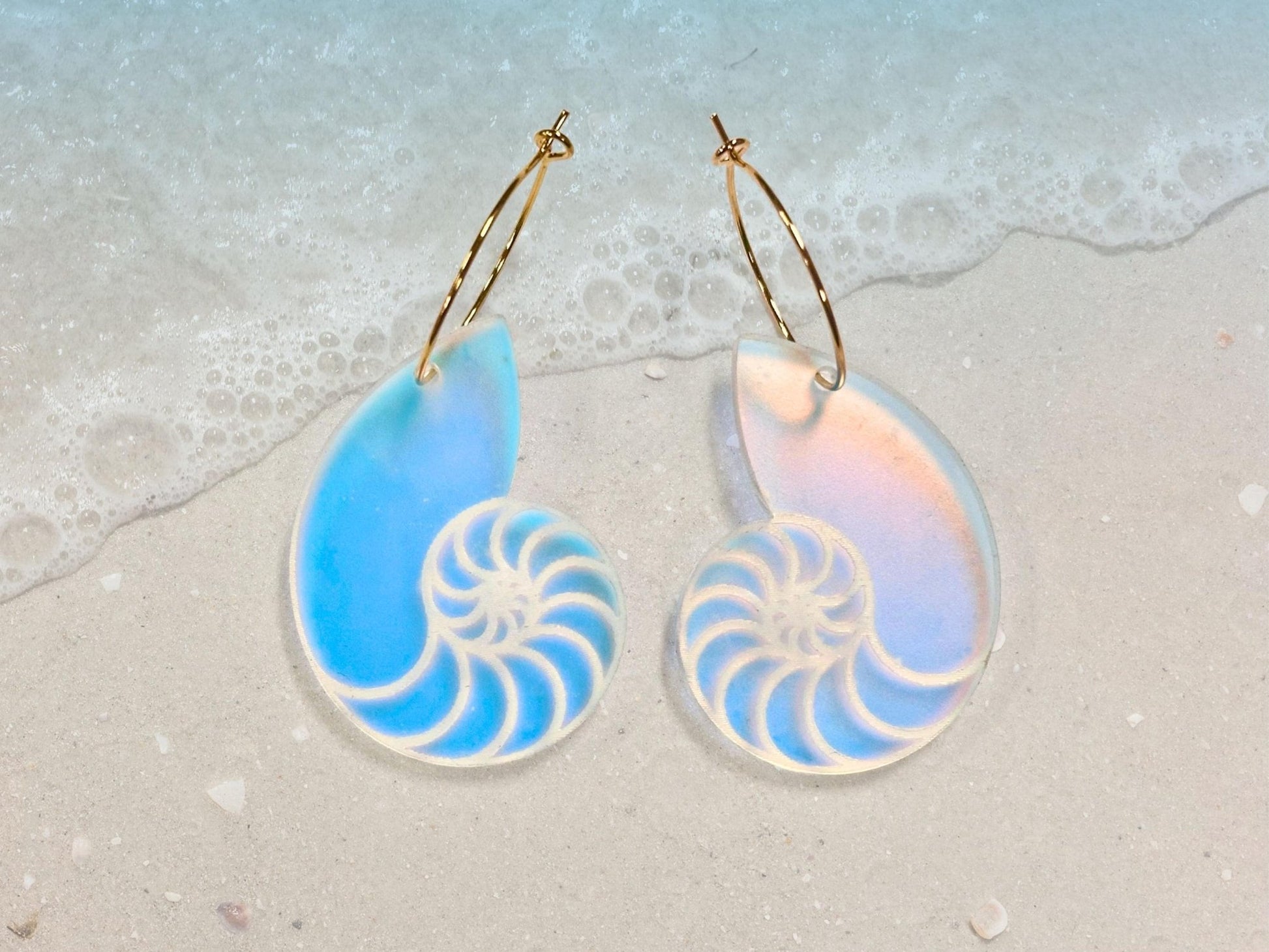 Iridescent Nautilus Shell Earrings | Everyday Size - Painted Raina
