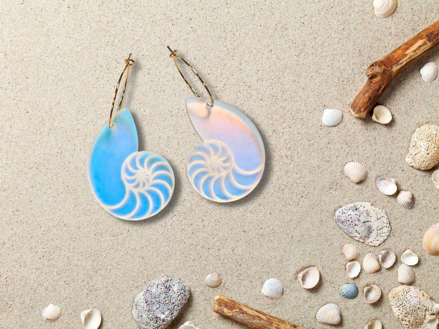 Iridescent Nautilus Shell Earrings | Everyday Size - Painted Raina