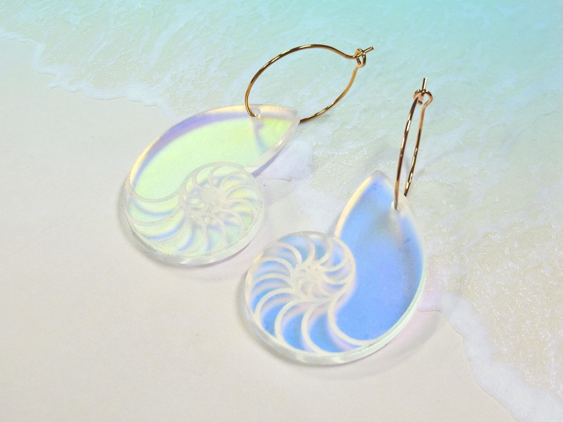 Iridescent Nautilus Shell Earrings | Everyday Size - Painted Raina