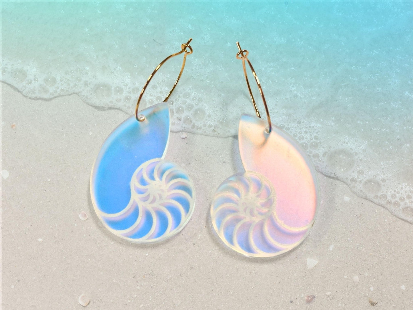 Iridescent Nautilus Shell Earrings | Everyday Size - Painted Raina