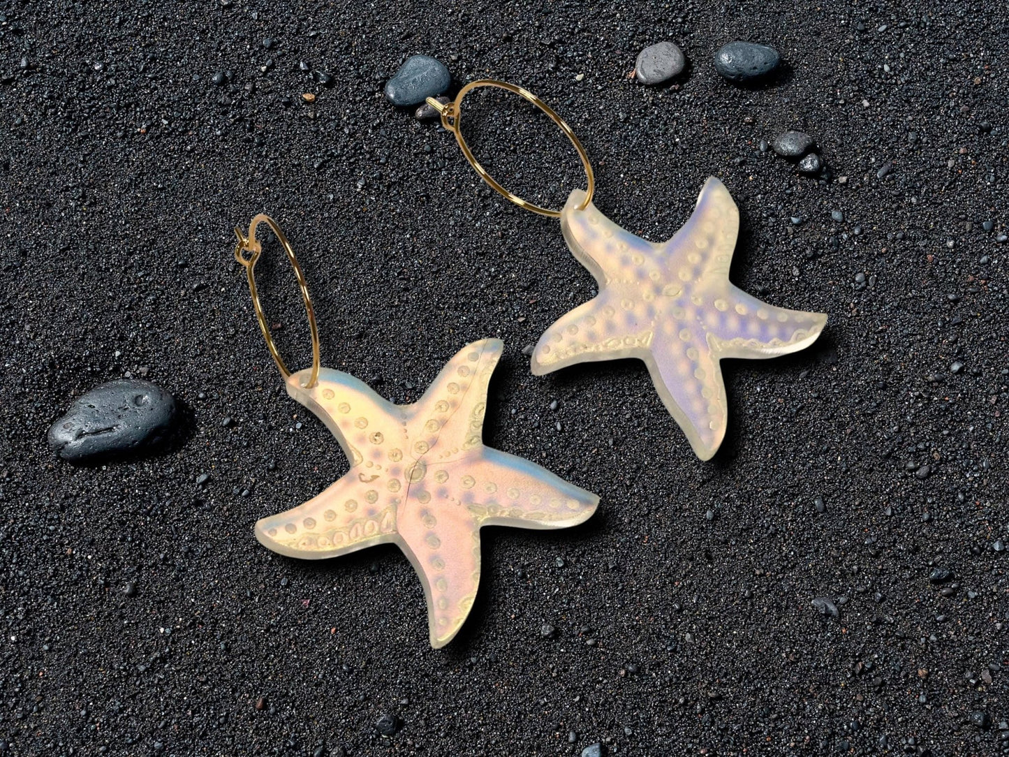 Iridescent Sea Star Earrings | Everyday Size - Painted Raina