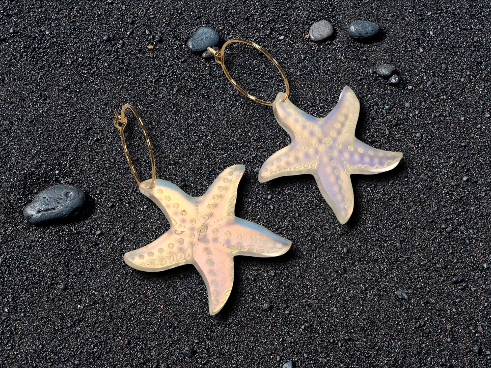 Iridescent Sea Star Earrings | Everyday Size - Painted Raina