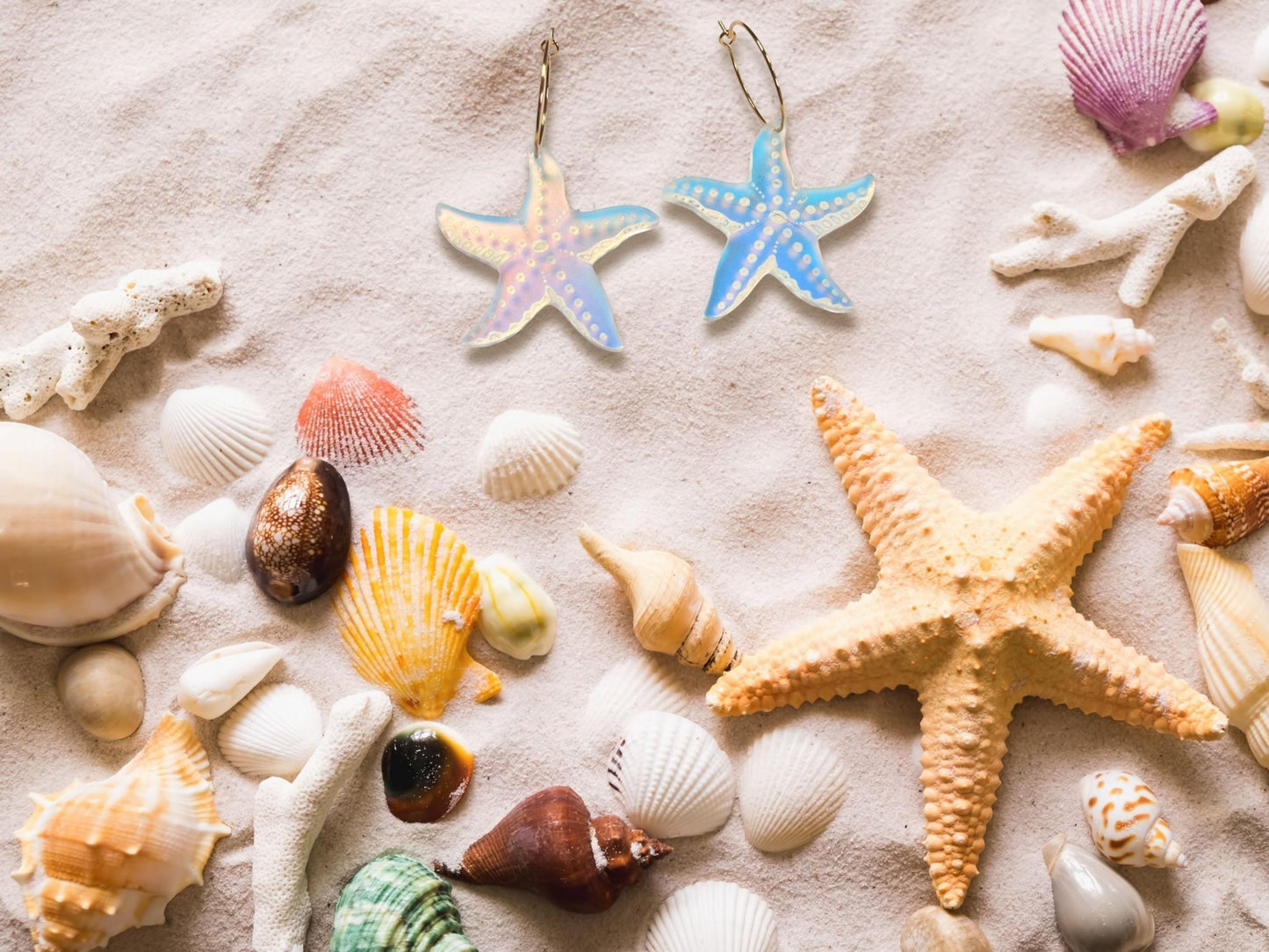 Iridescent Sea Star Earrings | Everyday Size - Painted Raina