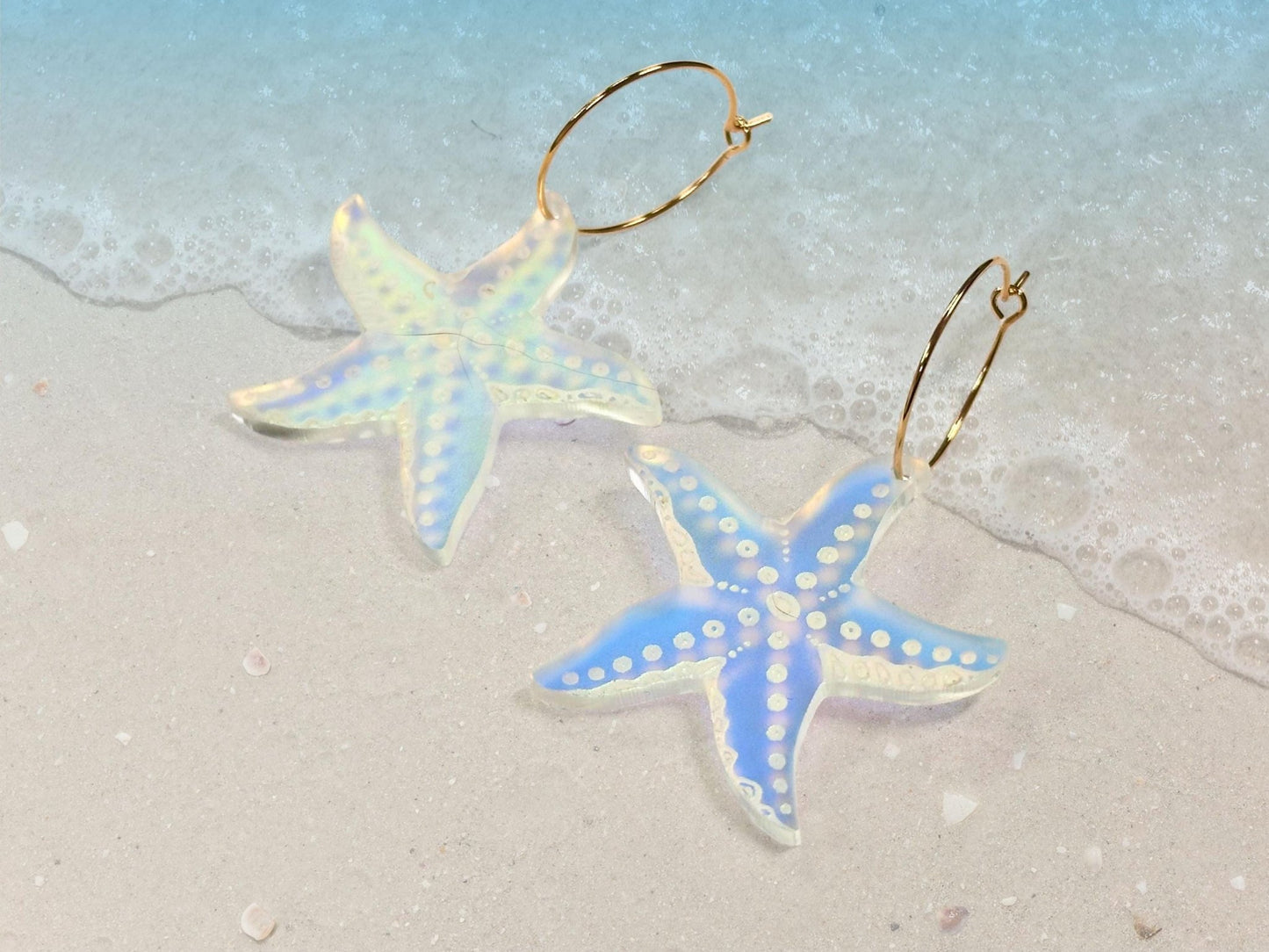 Iridescent Sea Star Earrings | Everyday Size - Painted Raina