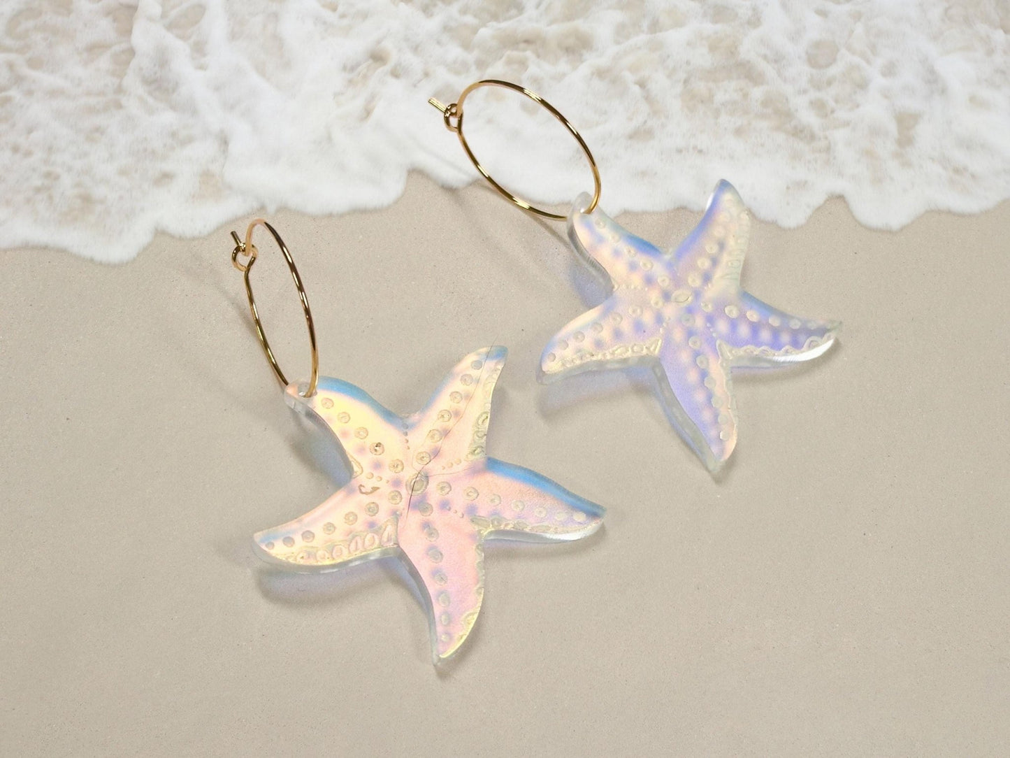 Iridescent Sea Star Earrings | Everyday Size - Painted Raina