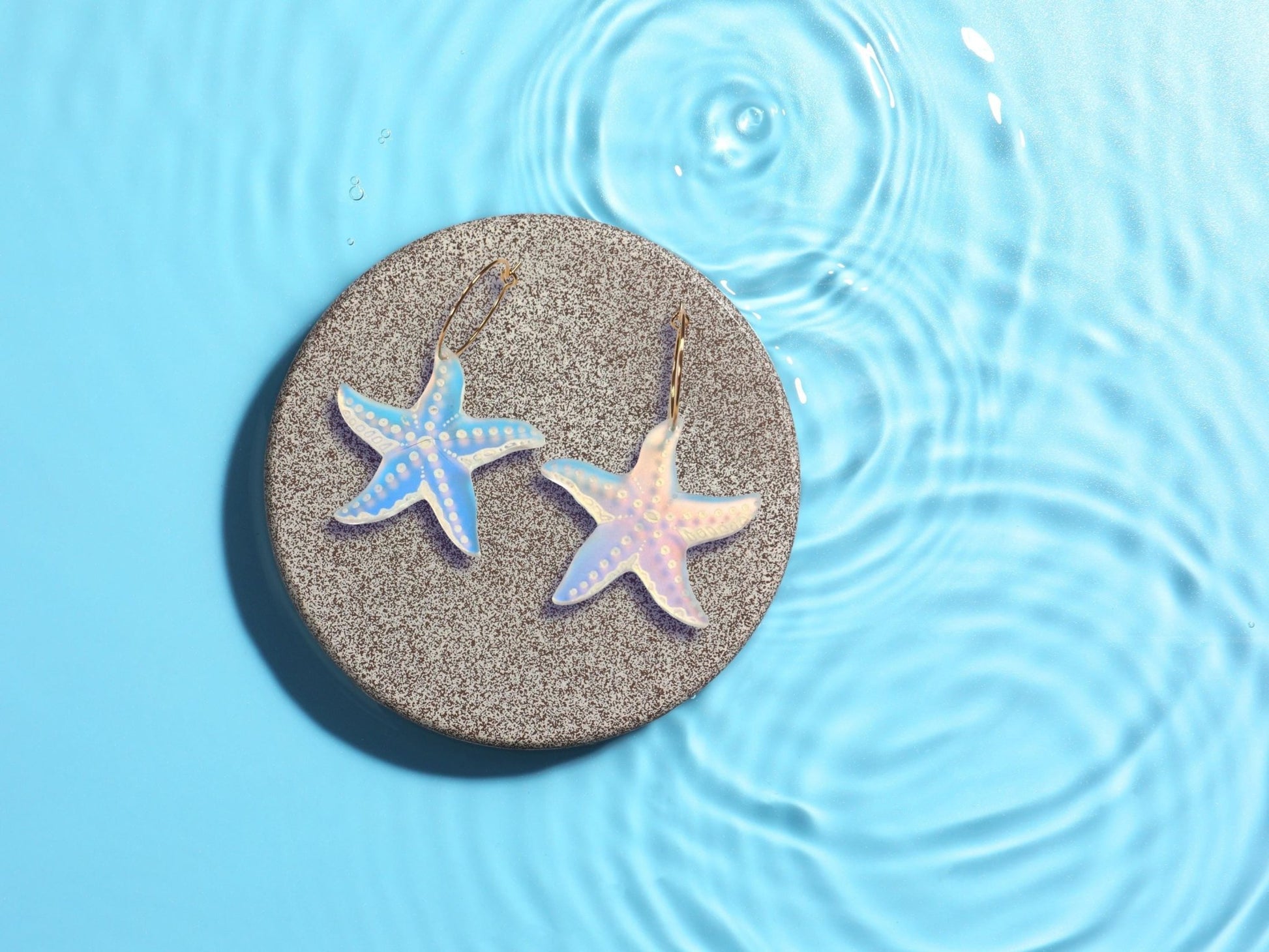 Iridescent Sea Star Earrings | Everyday Size - Painted Raina