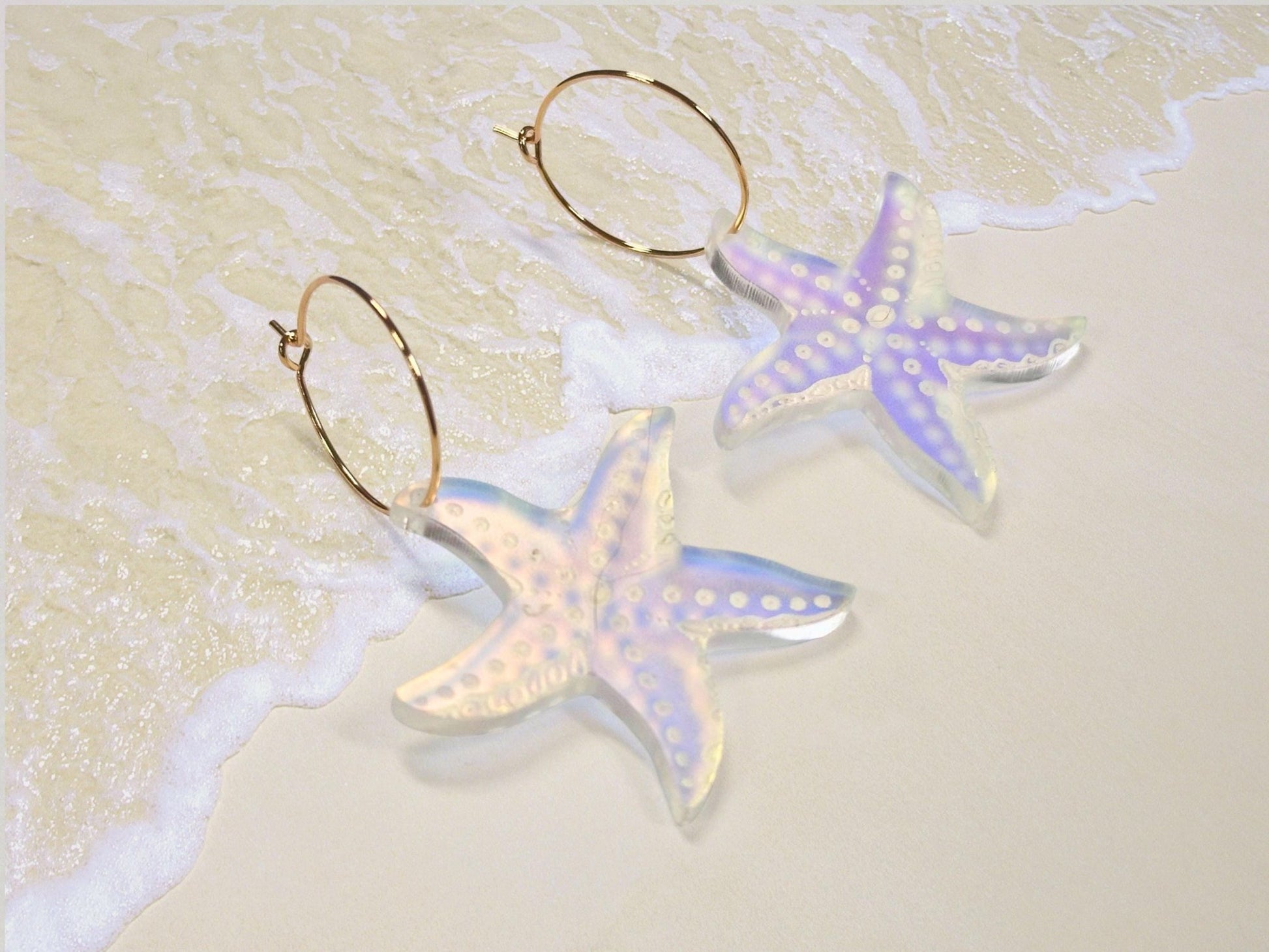 Iridescent Sea Star Earrings | Everyday Size - Painted Raina