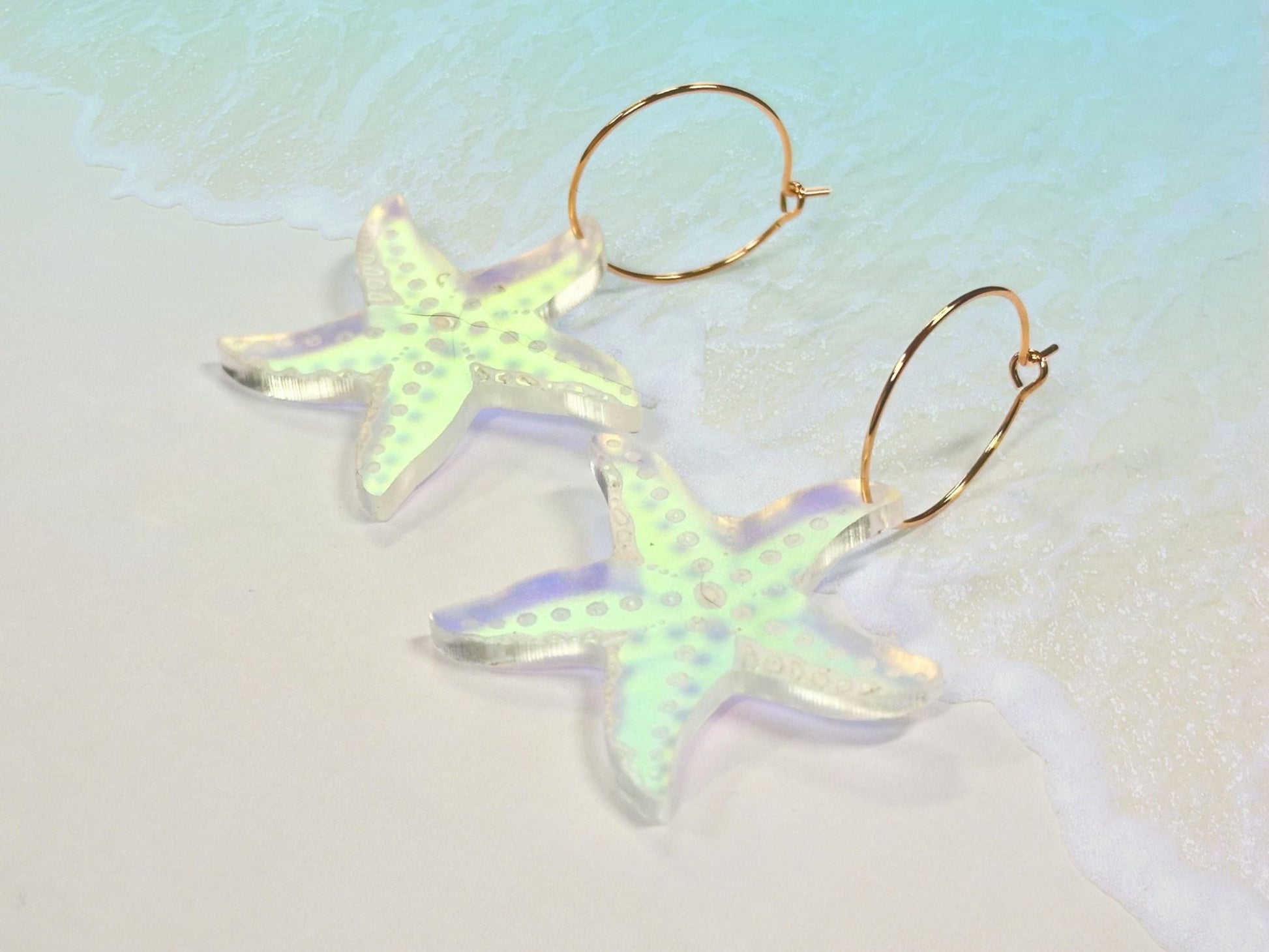 Iridescent Sea Star Earrings | Everyday Size - Painted Raina