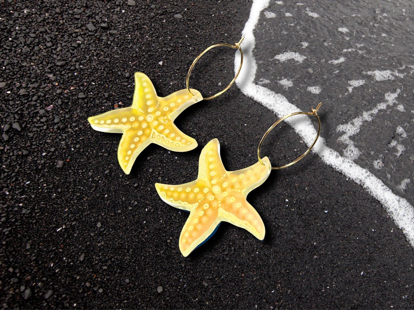Iridescent Sea Star Earrings | Everyday Size - Painted Raina