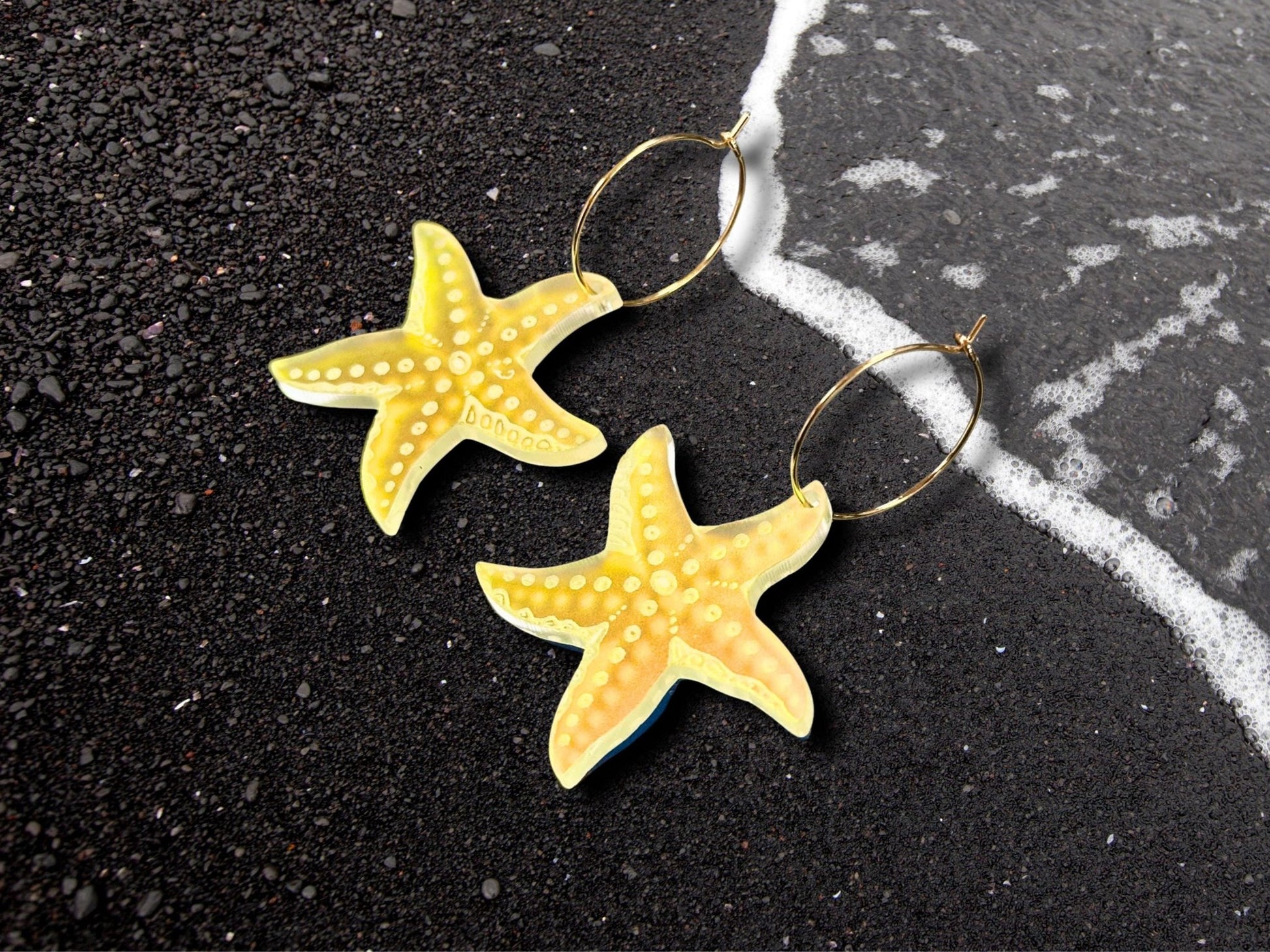 Iridescent Sea Star Earrings | Everyday Size - Painted Raina