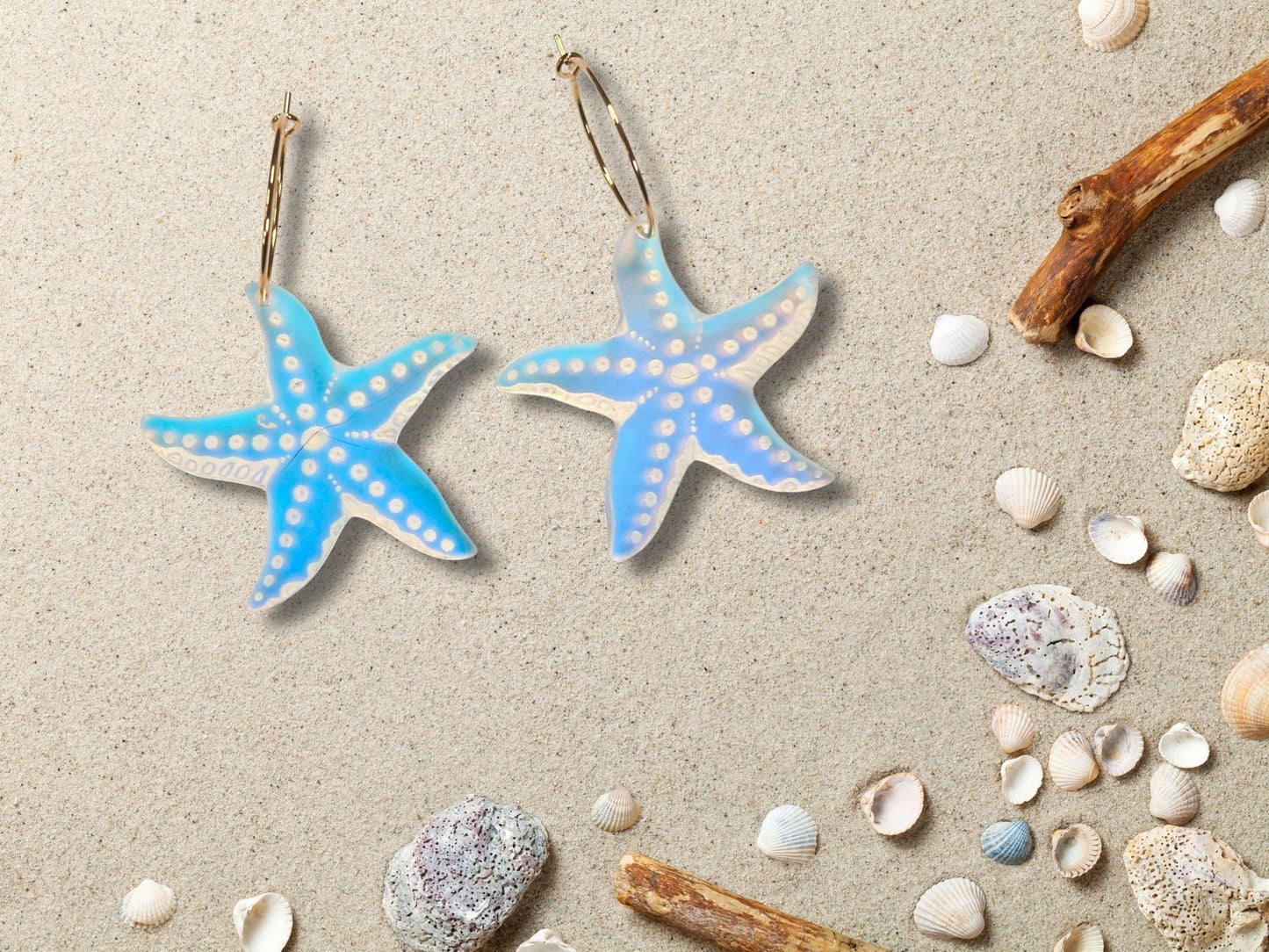 Iridescent Sea Star Earrings | Everyday Size - Painted Raina