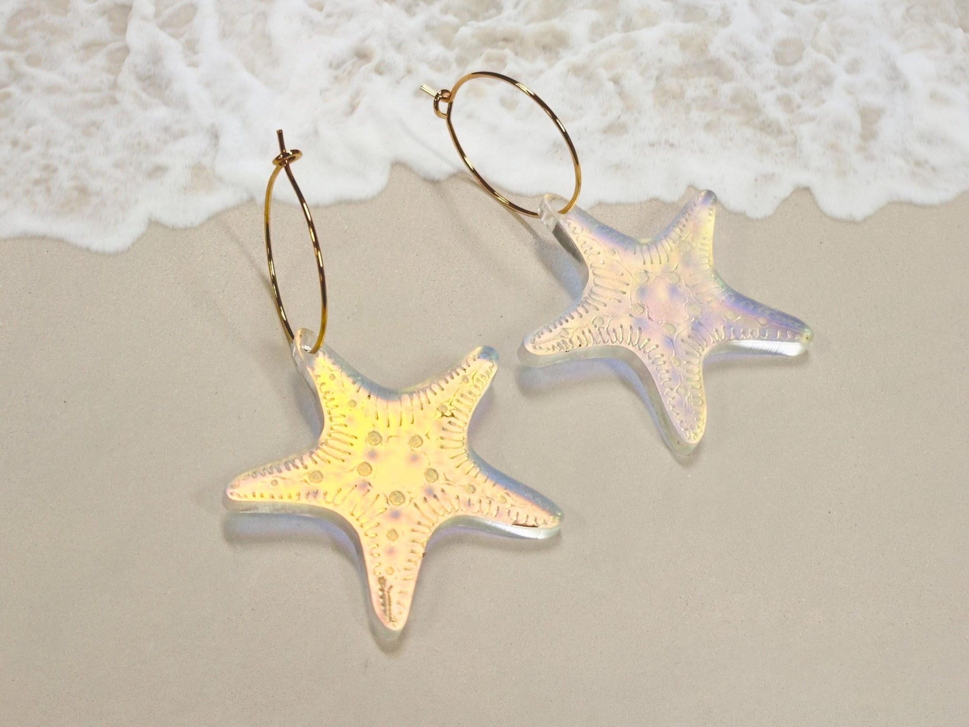 Iridescent Starfish Earrings | Everyday Size - Painted Raina