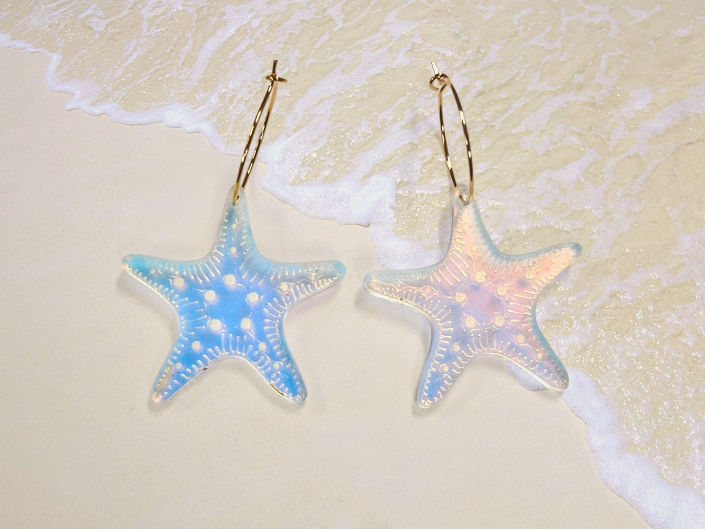 Iridescent Starfish Earrings | Everyday Size - Painted Raina