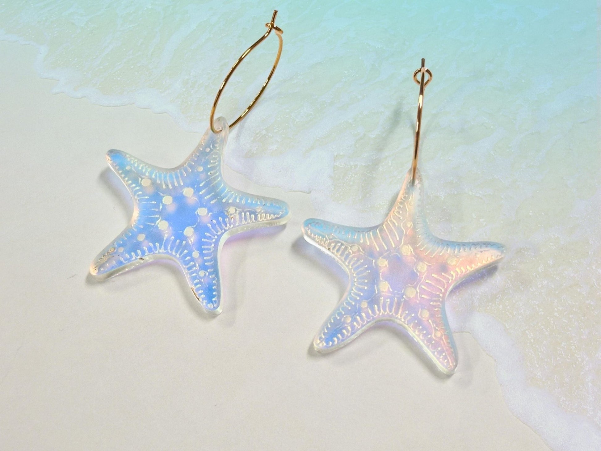 Iridescent Starfish Earrings | Everyday Size - Painted Raina