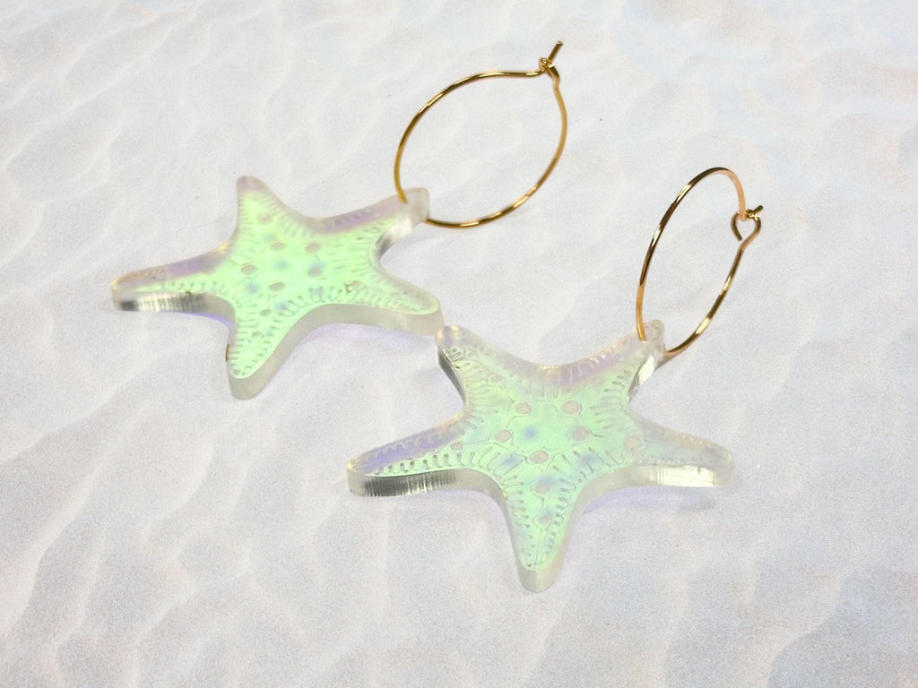 Iridescent Starfish Earrings | Everyday Size - Painted Raina