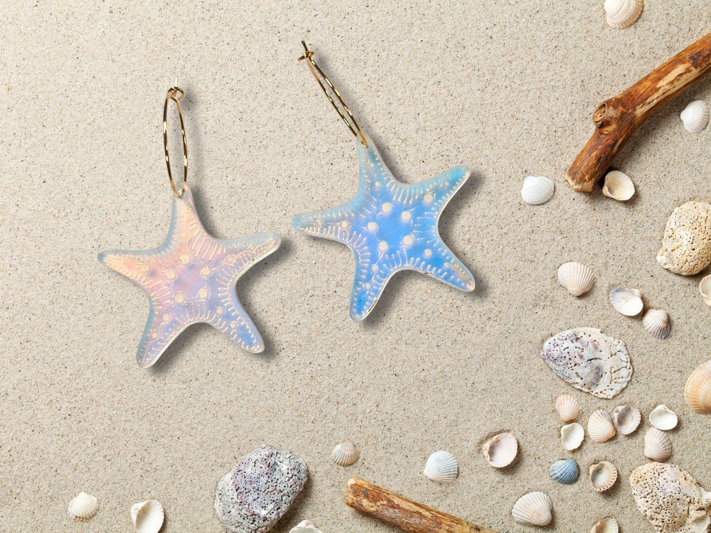 Iridescent Starfish Earrings | Everyday Size - Painted Raina