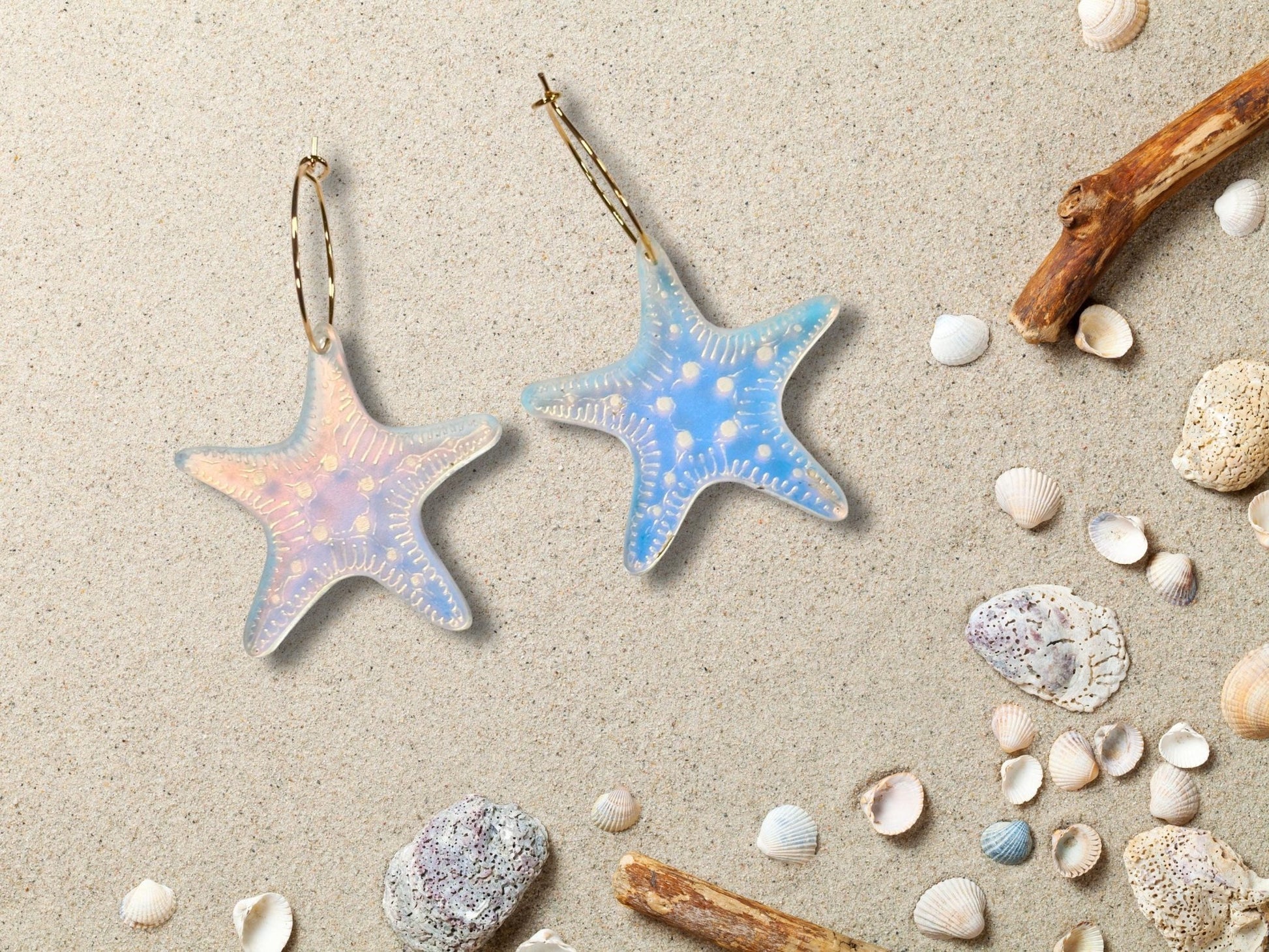Iridescent Starfish Earrings | Everyday Size - Painted Raina